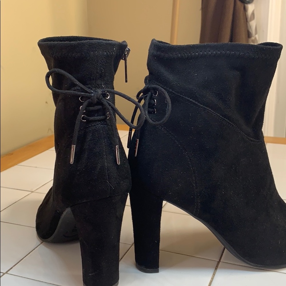 Black booties lace up back